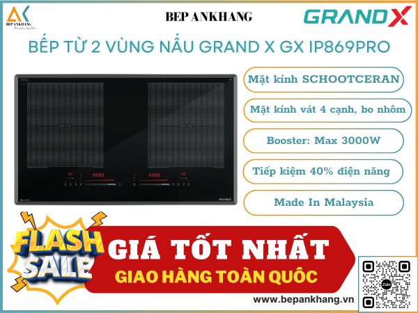 Bếp từ 2 vùng nấu Grand X GX IP869Pro - Made In Malaysia